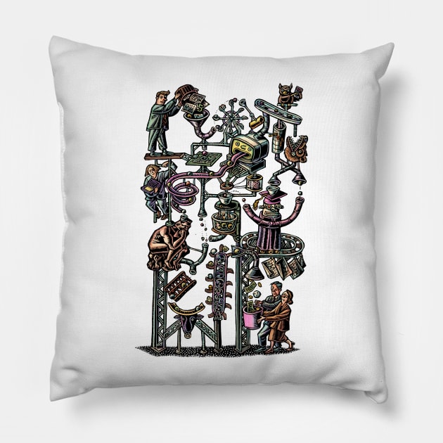 Complicated Business Machine Pillow by Lisa Haney