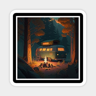 Camping Van, Adventure in the Forest, Camfire Magnet