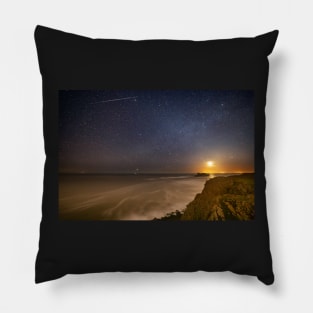 The Moon over Worms Head, Rhossili at Night Pillow