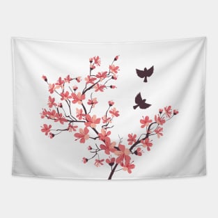 Cherry Blossom Bird Blast! Tapestry