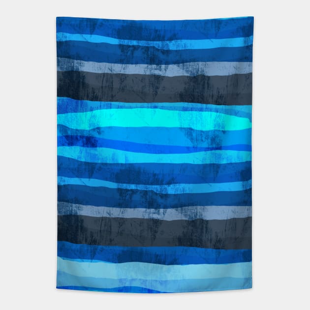 Blue ocean lines Tapestry by Swadeillustrations