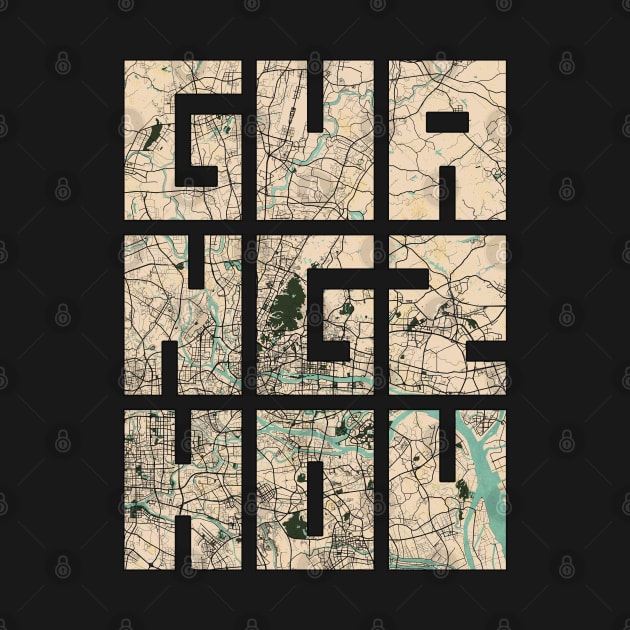 Guangzhou, USA City Map Typography - Vintage by deMAP Studio