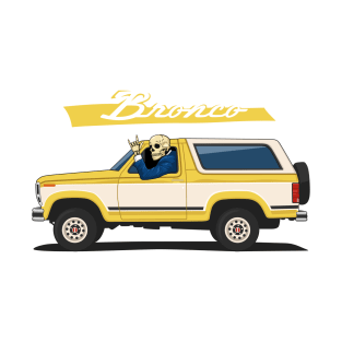 Truck bronco 1986 f150 xlt 4x4 skull metal yellow T-Shirt