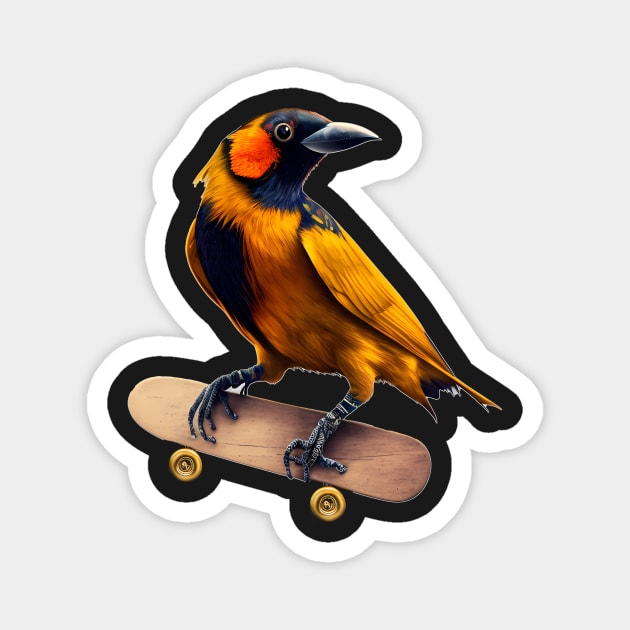 Venezuelan Troupial on a Skateboard Magnet by TheJadeCat