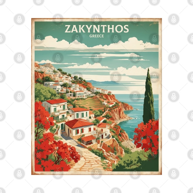 Zakunthos Greece Tourism Vintage Poster by TravelersGems