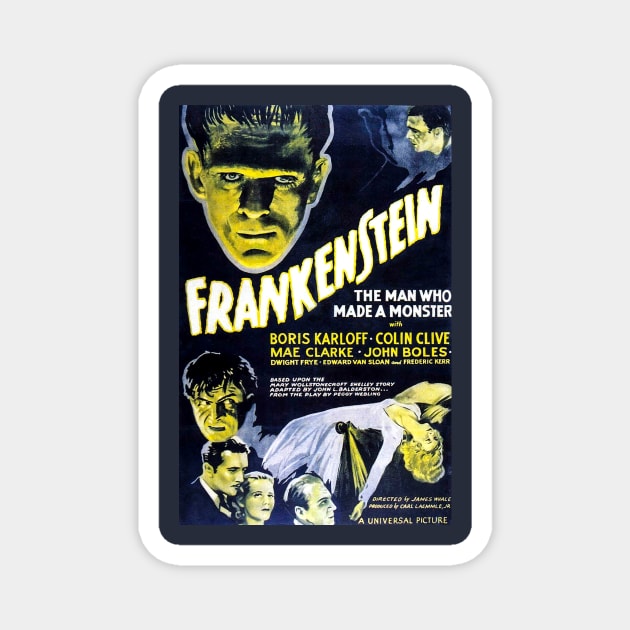 boris karloff frankenstien Magnet by UNDER THE QUARTER