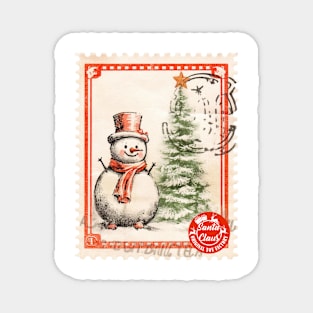 Snowman postage winter stamp Magnet