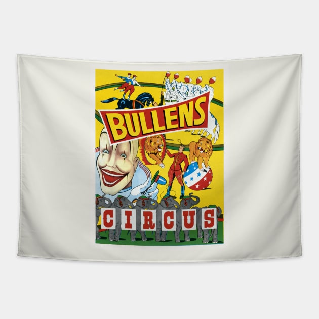 Bullens Circus Vintage Poster 1930s Tapestry by vintagetreasure