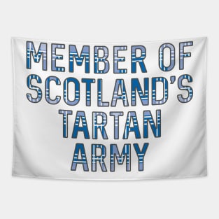 Member of Scotland's Tartan Army, Scottish Saltire Flag Tartan, Scottish Football Slogan Design Tapestry