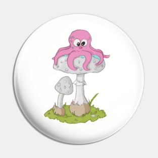 Octopus with toadstool Pin