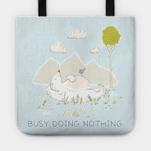 Busy doing nothing - Polar bear dreaming - Pastel whimsical art Tote