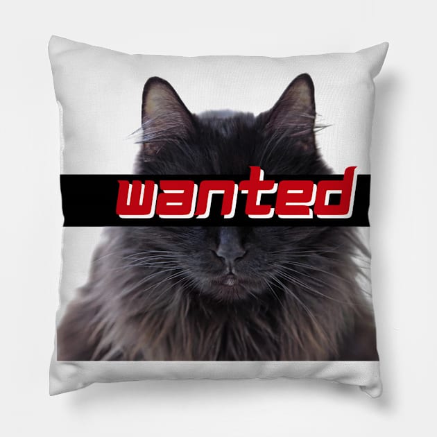 Wanted black cat Pillow by ManifestYDream