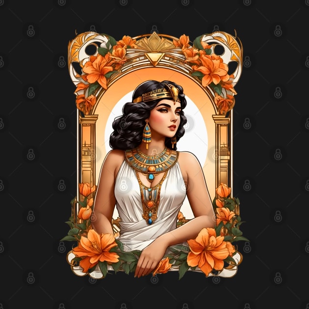 Cleopatra Queen of Egypt retro vintage floral design by Neon City Bazaar