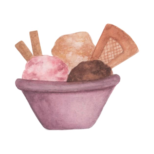 Ice cream watercolor by GinaaArts