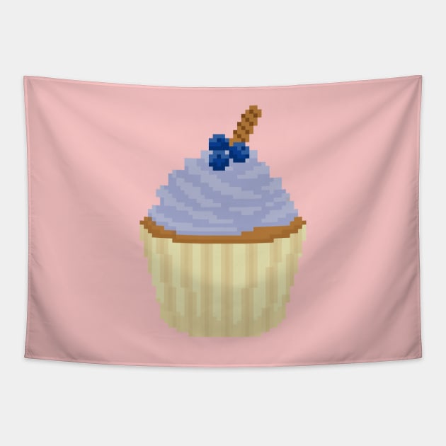 Periwinkle cupcake pixel art Tapestry by toffany's