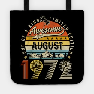 Awesome Since August 1972 Vintage 51st Birthday Tote