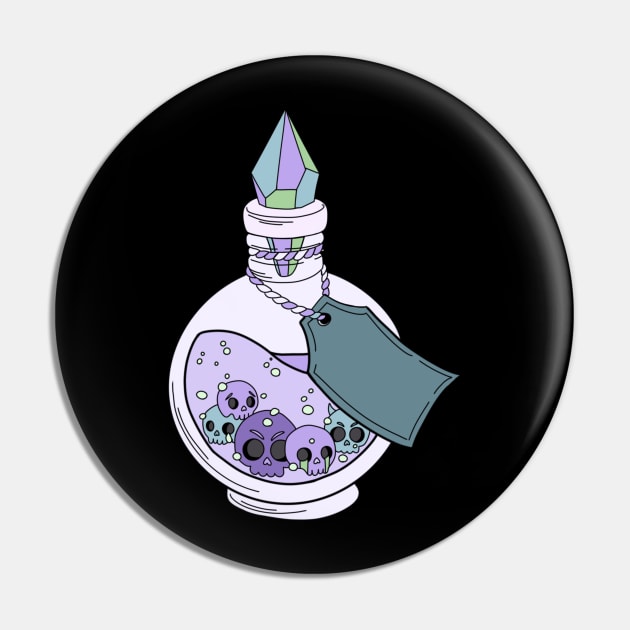 Magical Potions Bottles Witchy cute Skulls Pin by ISFdraw