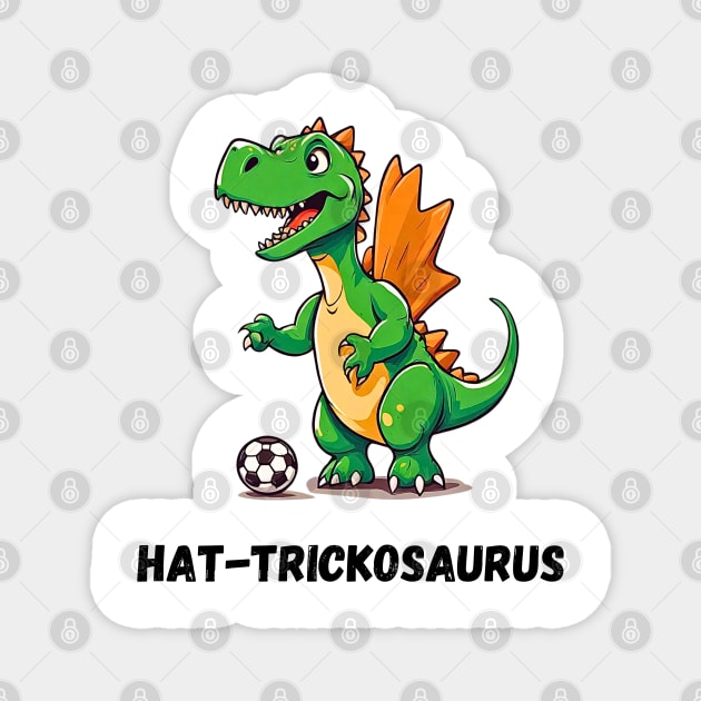 Hat-trickosaurus Dino Playing Soccer Magnet by Doodle and Things