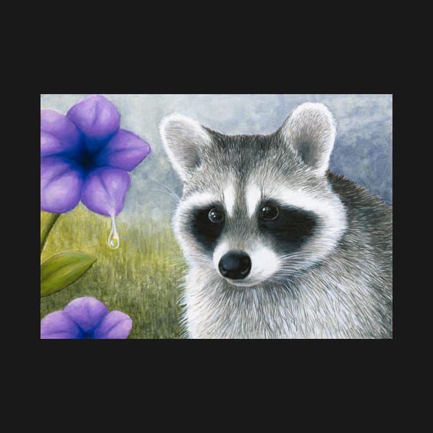 Raccoon 20 Purple Flower by artbylucie