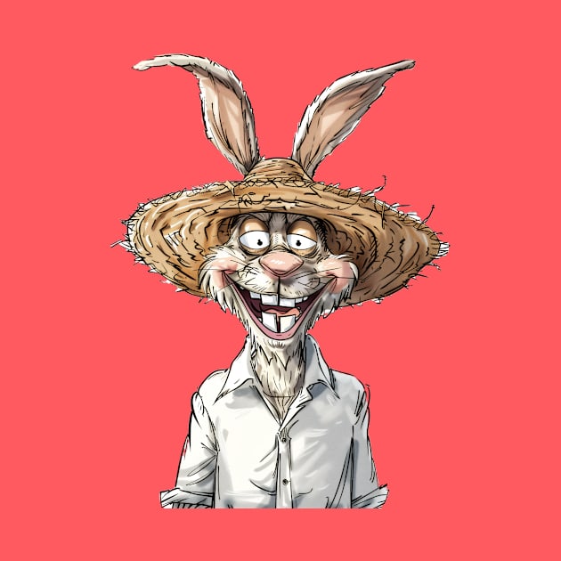 Easter Bunny Straw Hat by JunkyDotCom