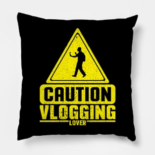 Caution Vlogging Lover Pillow