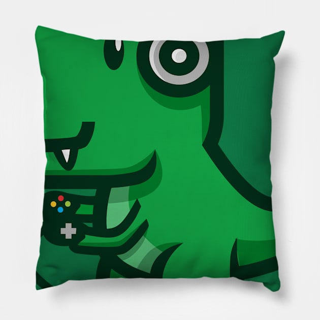 cute and fun dinosaur gamer Pillow by monkey_zen