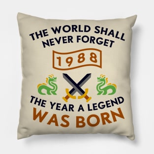 1988 The Year A Legend Was Born Dragons and Swords Design Pillow