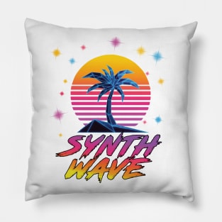 Synthwave Vaporwave Palm Tree Outrun Sunset Pillow