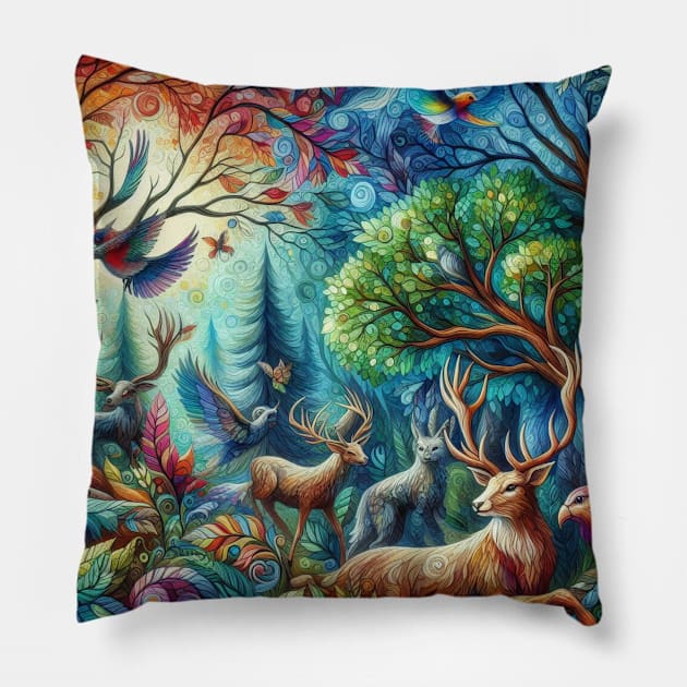 Forêt Enchantée Pillow by Zinoo