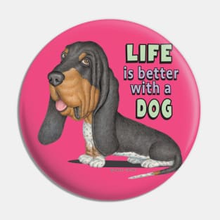 Cute Funny  Basset Hound Tri Color hound Pin