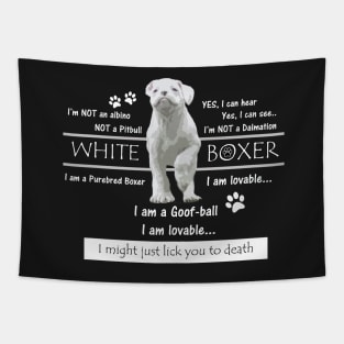 White Boxer Dog Facts Tapestry