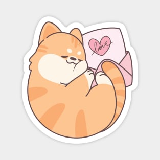 Sleeping Chubby Orange Cat Love Letter Magnet