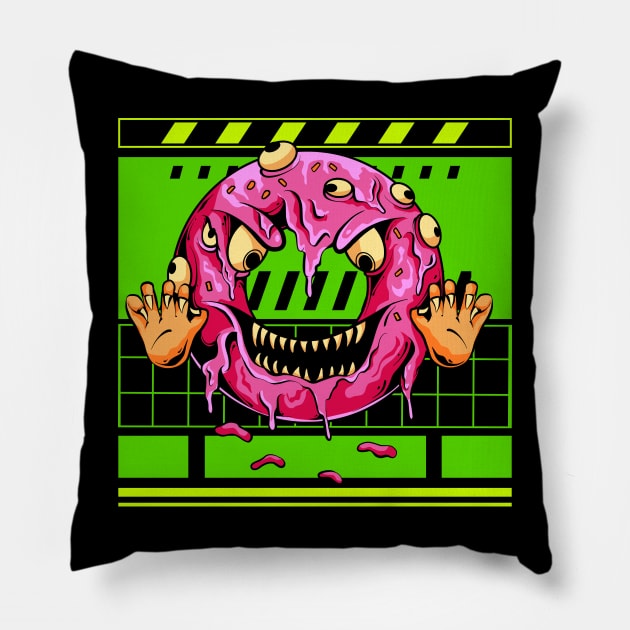 CREEPY DONUT MONSTERS Pillow by Ihsanmtsm Illustration