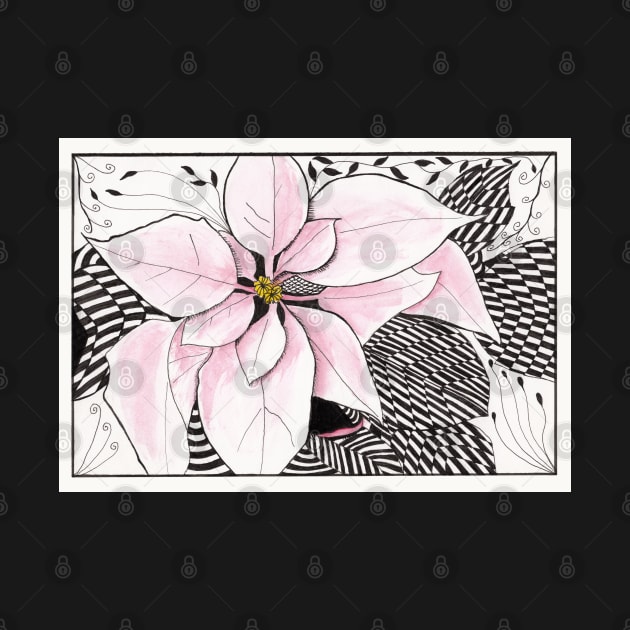 Zentangle Poinsettia in Pink and Black by ConniSchaf