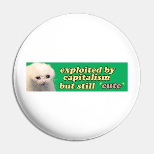 Exploited by Capitalism but Still Cute Bumper Sticker OR Magnet | Gen Z Sticker | Cute Cat Sticker | Sad Crying Cat Sticker | Pin