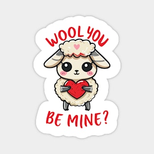 Cute Wool You Be Mine Valentine Heart And Sheep Design Magnet