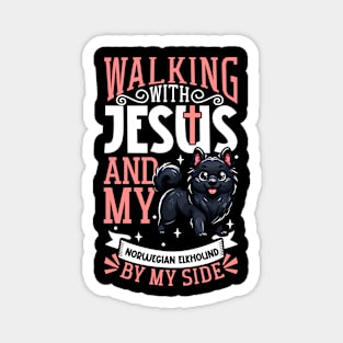 Jesus and dog - Black Norwegian Elkhound Magnet