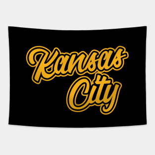 Vintage Kansas City Yellow Script For KCMO Locals Tapestry