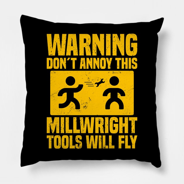 Millwright Warning Pillow by medd.art