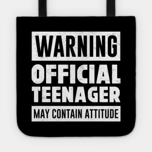 Warning Official Teenager May Contain Attitude Funny Tote