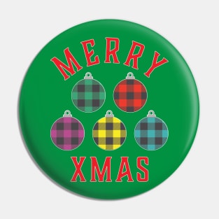 Merry Xmas Buffalo Plaid Ornaments Pin