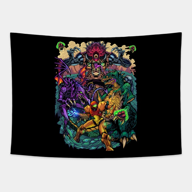 Metroid Tribute Tapestry by FlylandDesigns