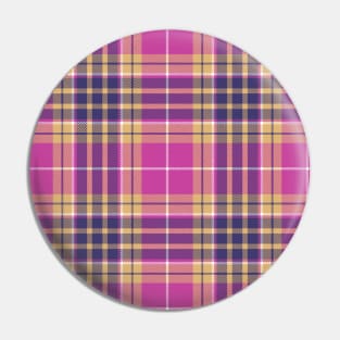 Pink, Gold and Blue Tartan Pattern Pin