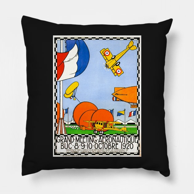 1920 Grand Meeting Aeronautique Pillow by ArtShare