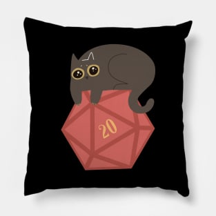 Cute Guilty Cat over Polyhedral D20 Dice Pillow