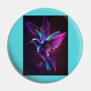 Neon Humming Bird art Pin