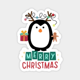 Penguin Christmas decoration. Christmas lights. Magnet