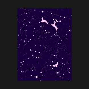 Libra Lavender Zodiac Design - Astrology Night Sky T-Shirt