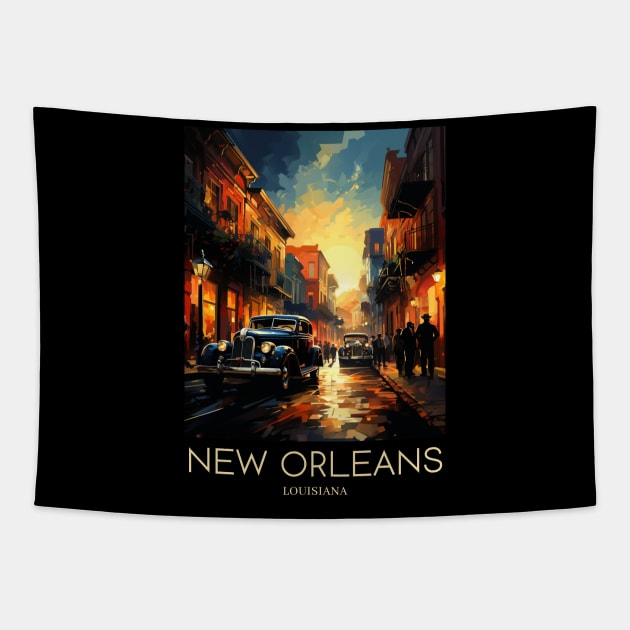 A Pop Art Travel Print of New Orleans - Louisiana - US Tapestry by Studio Red Koala