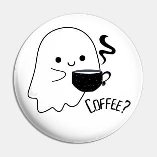 Cute ghost with a cup of hot coffee Pin